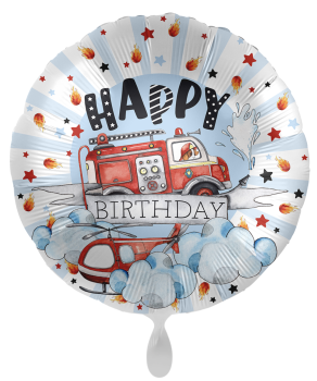 Folienballon - Happy Birthday, Feuerwehr - ø 43cm